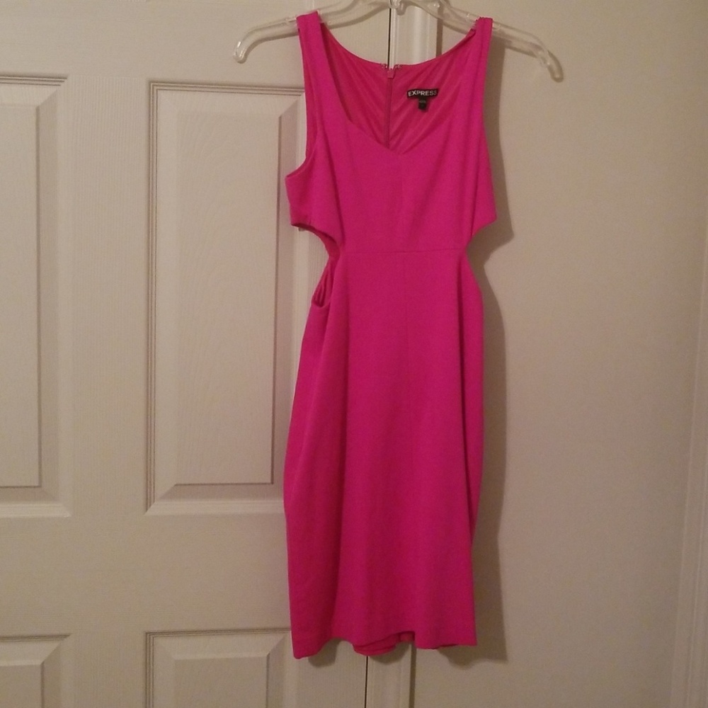 Hot pink express dress with side cutouts